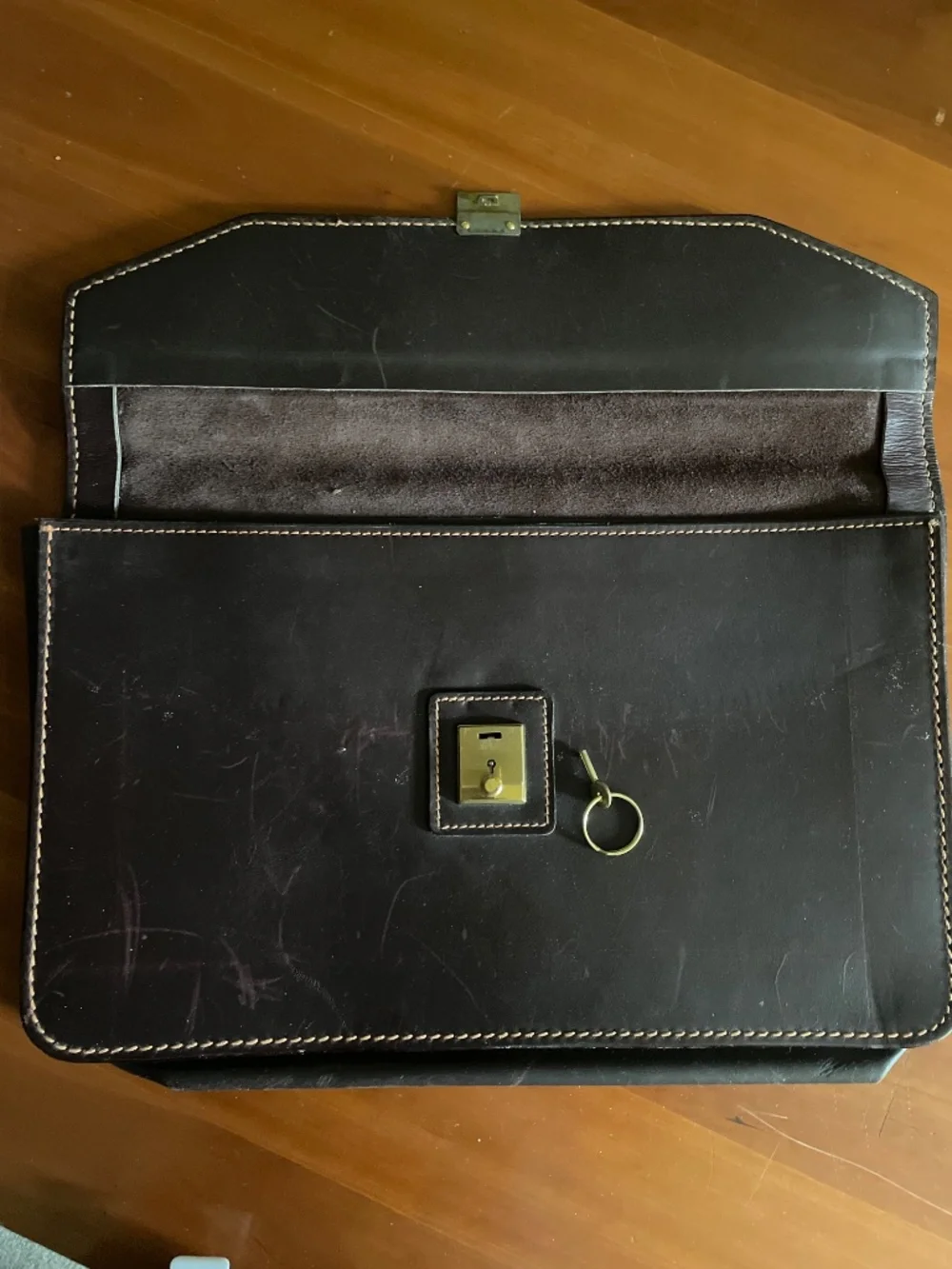 ATLAS of BOSTON Thick Rustic Brown Leather Briefcase / Attache / Portfolio